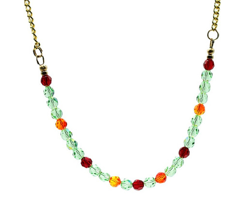 Women's 6 mm Red Siam/Peridot/Orange Crystal Necklace