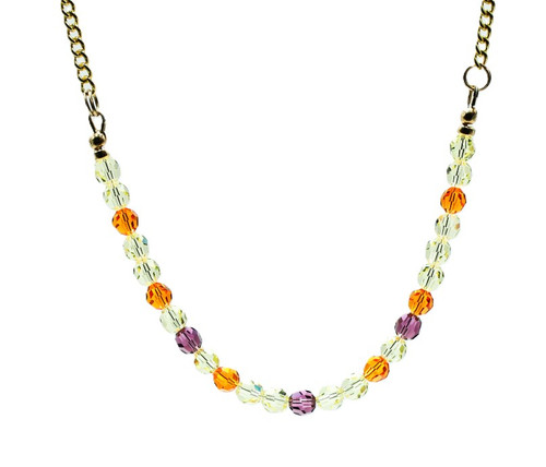 Women's 6 mm Amethysts/Cantaloupe/ Magma Crystal Necklace