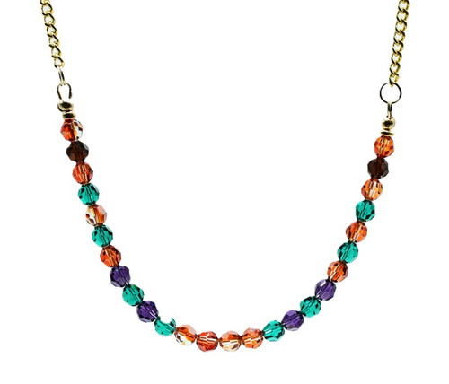 Women's 6 mm Orange/Purple Velvet/Mocha Crystal Necklace