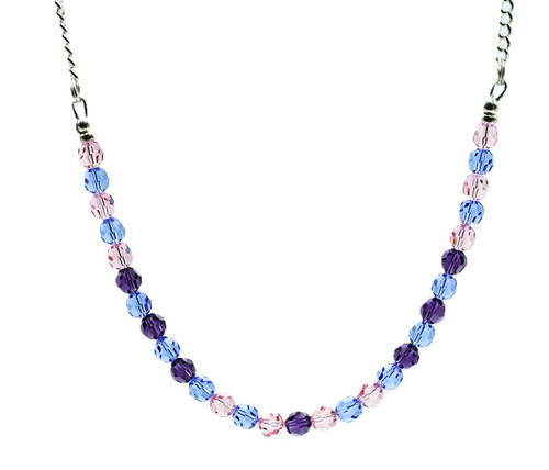 Women's 6 mm Light Rose Pink/Sapphire/Purple/Black Crystal Necklace