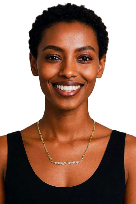 Women's Clear/Gold Crystal Necklace