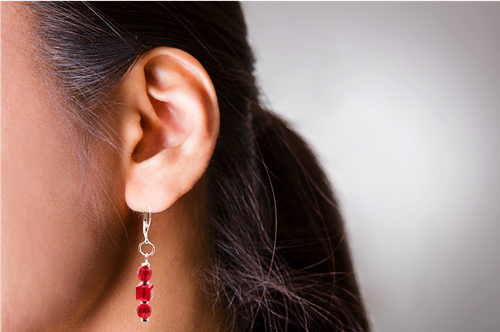 Women's Red Siam Crystal Dangle Earrings