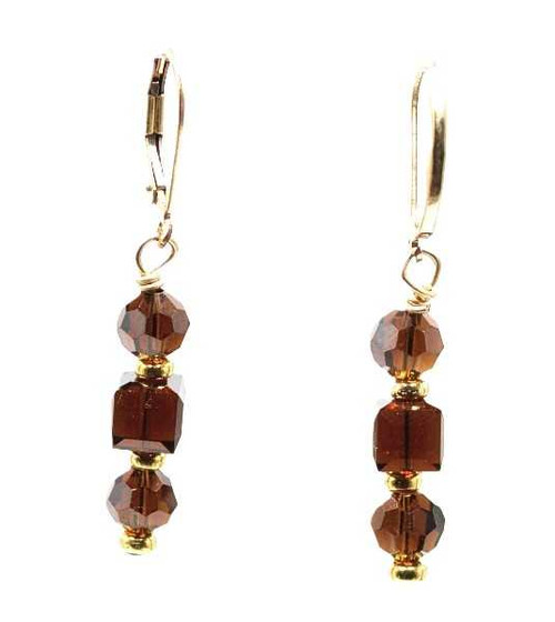 Women's Mocha Brown Crystal Dangle Earrings