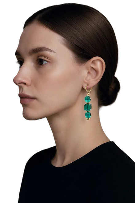 Women's Emerald Green Crystal Dangle Earrings