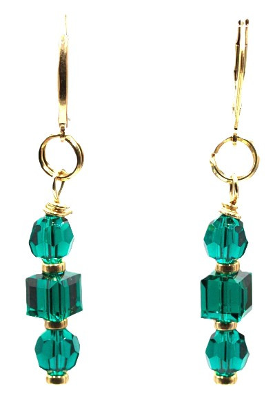 Women's Emerald Green Crystal Dangle Earrings