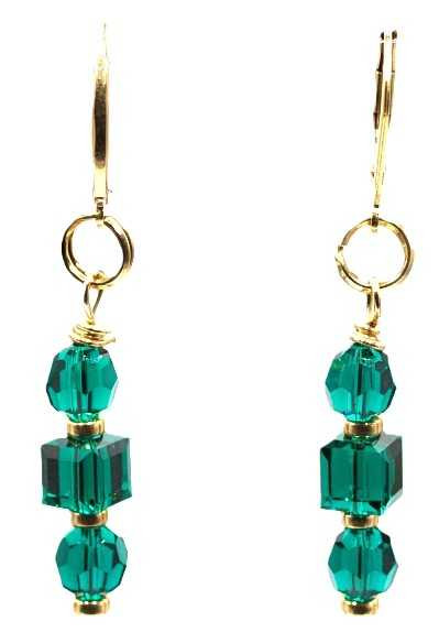 Women's Emerald Green Crystal Dangle Earrings