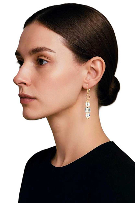 Women's Clear/Gold Crystal Dangle Earrings
