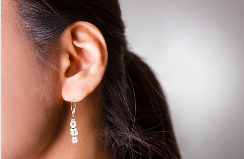 Women's Clear/Silver Crystal Dangle Earrings