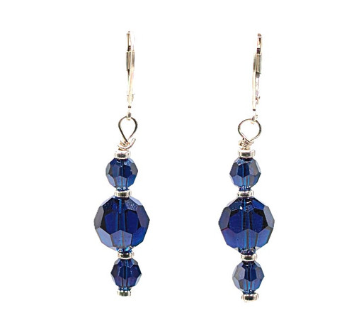Women's Indigo  Blue Crystal Dangle Earrings