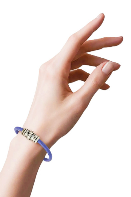 Women's 5 mm Lilac Round Leather Cord Bracelet