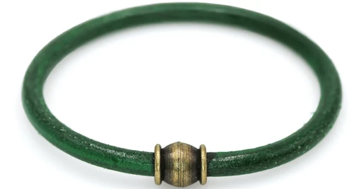 Women's 5 mm Kelly Green Round Leather Cord Bracelet