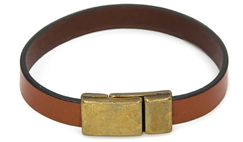 Men's 10 mm Natural Beige Flat Leather Bracelet