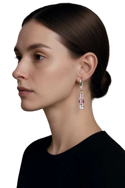 Women's Light Amethysts Crystal Dangle Earrings