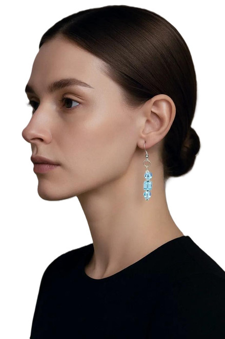 Women's Aquamarine Crystal Dangle Earrings