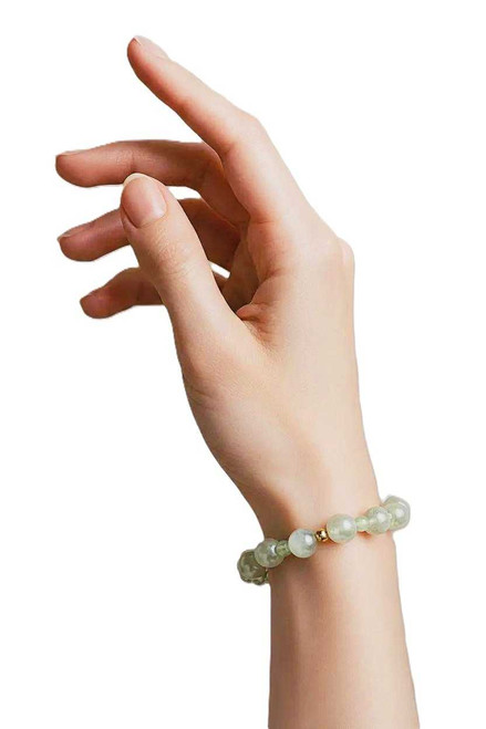 Women's 10 mm Light Gray Gemstone Stretch Bracelet
