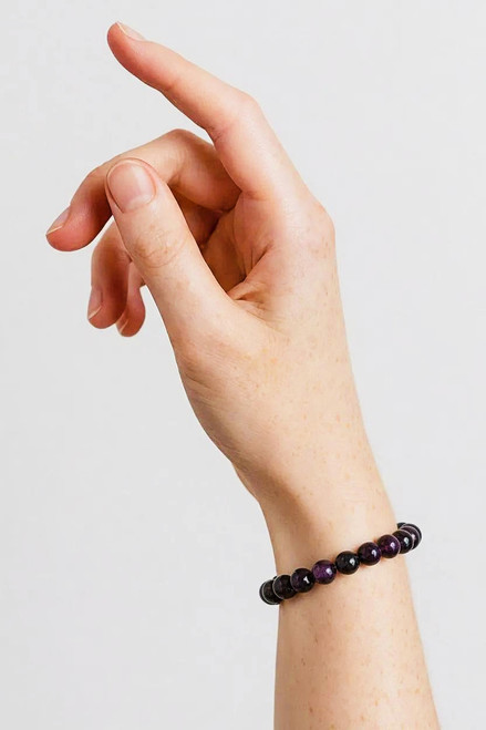 Women's 10 mm Deep Purple Jade Gemstone Stretch Bracelet