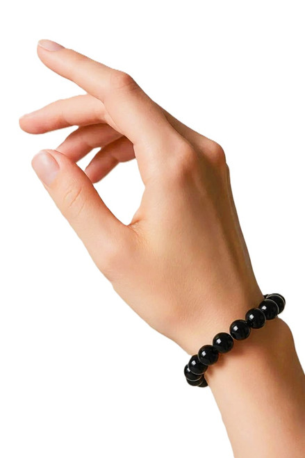 Women's 10 mm Black Onyx Gemstone Stretch Bracelet