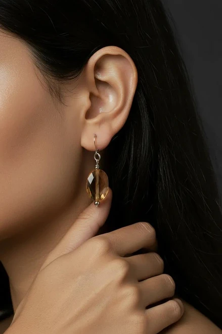 Women's 22 mm Crystal Golden Shadow Oval Crystal Dangle Earrings