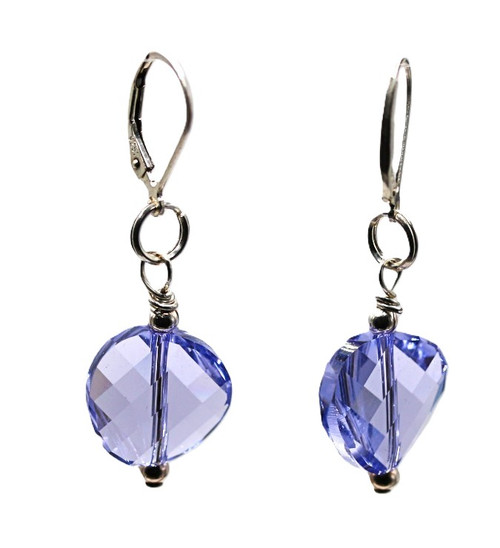 Women's 14 mm Lavender Purple Twist Crystal Dangle Earrings