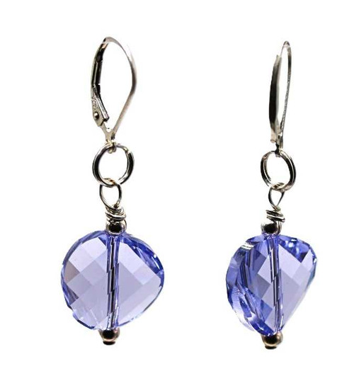 Women's 14 mm Lavender Purple Twist Crystal Dangle Earrings