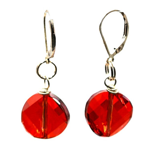 Women's 14 mm Red Magma Twist Crystal Dangle Earrings
