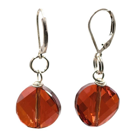 Women's 14 mm Red Magma Twist Crystal Dangle Earrings