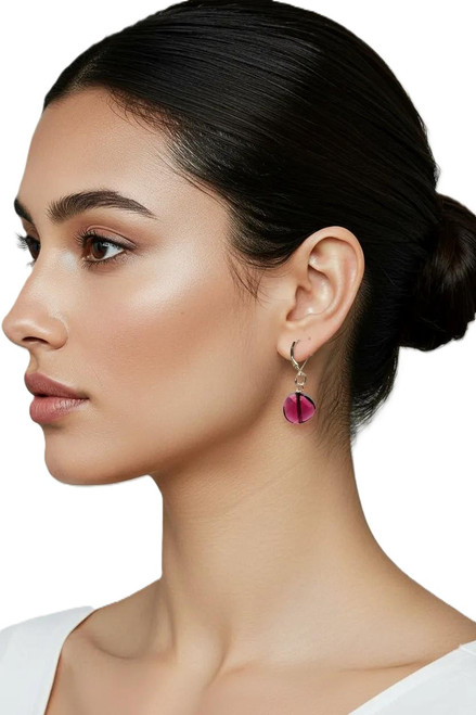 Women's 14 mm Amethyst Twist Crystal Dangle Earrings