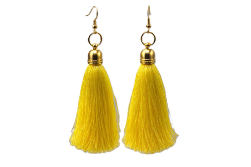 Women's Yellow Silk Tassel Earrings