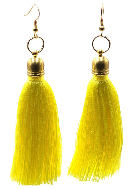Women's Yellow Silk Tassel Earrings