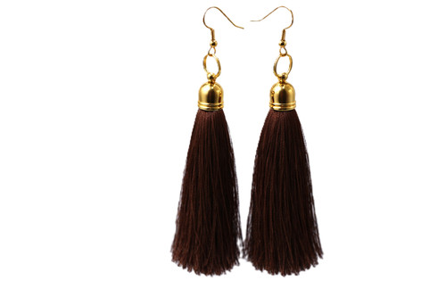 Women's Brown Silk Tassel  Earrings