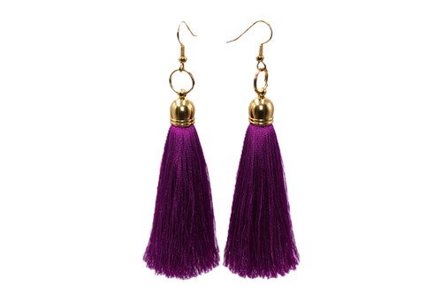 Women's Magenta Silk Tassel Earrings