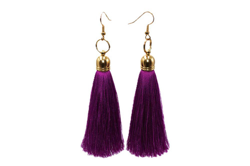 Women's Magenta Silk Tassel Earrings