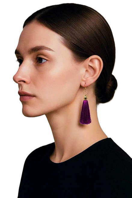 Women's Magenta Silk Tassel Earrings