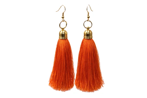 Women's Orange Silk Tassel Earrings