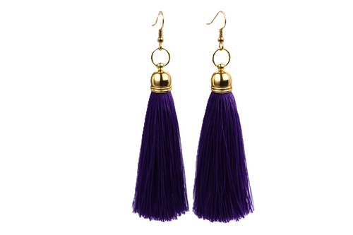 Women's Purple Velvet Silk Tassel Earrings