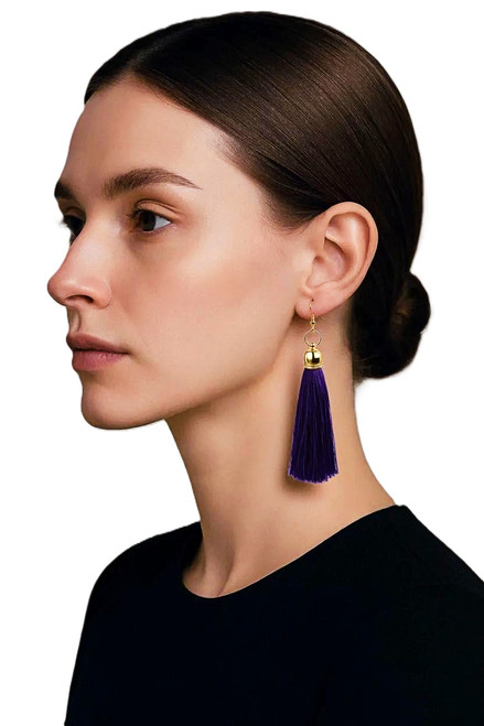 Women's Purple Velvet Silk Tassel Earrings