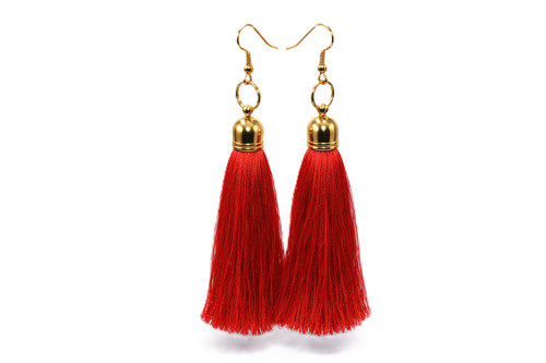 Women's Dark Hot Pink Silk Tassel Earrings