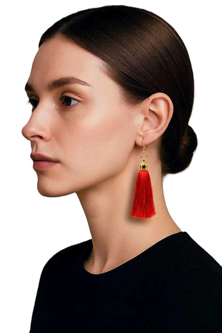 Women's Dark Hot Pink Silk Tassel Earrings