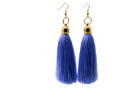 Women's Tanzanite Silk Tassel Dangle Earrings