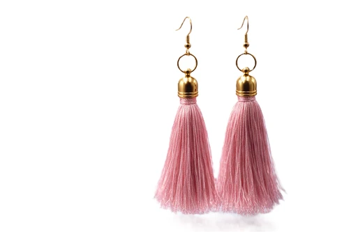 Women's Light Pink Silk Tassel Earrings