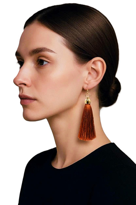 Women's Topaz Silk Tassel Earrings