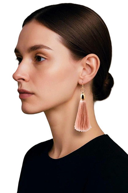 Women's Cream Silk Tassel Earrings