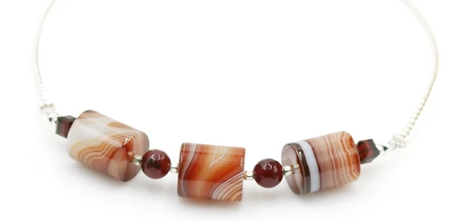 Brown Tube Agate Gemstone Necklace