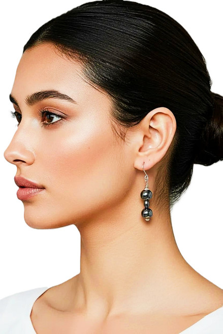 Women's Gun Metal Gray Hemalyke Gemstone Dangle Earrings