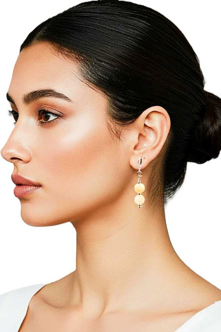 Women's Yellow Serpentine Gemstone Dangle Earrings