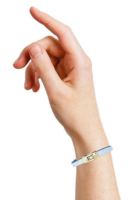 Women's 10 mm Hydrangea Blue Flat Leather Bracelet