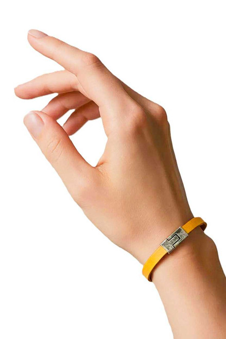 Women's 10 mm Butter Cup Yellow Flat Leather Bracelet