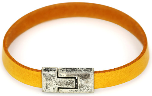 Women's 10 mm Butter Cup Yellow Flat Leather Bracelet