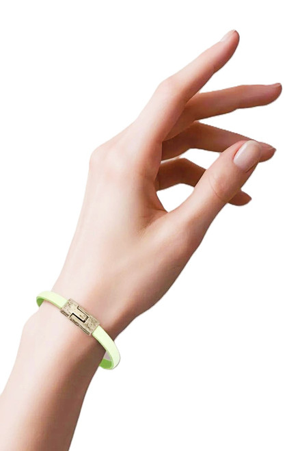 Women's 10 mm Light Cucumber Green Flat Leather Bracelet