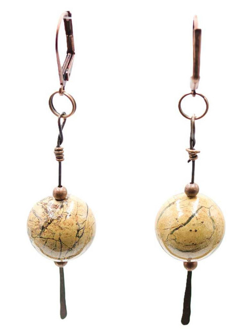 Women's Verdite & Green Opal Dangle Gemstone Earrings